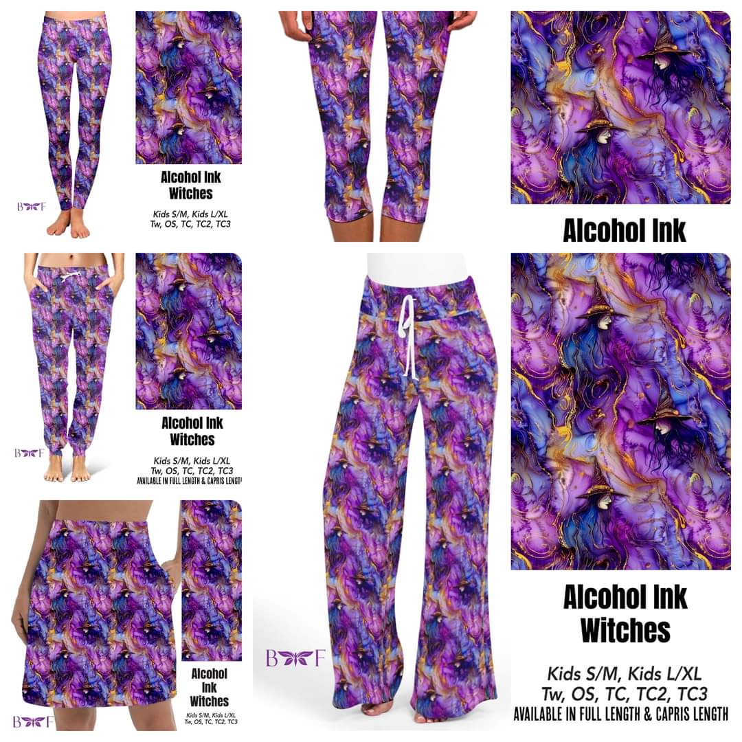 Alcohol Ink Witches capris and 8"bike shorts with pockets