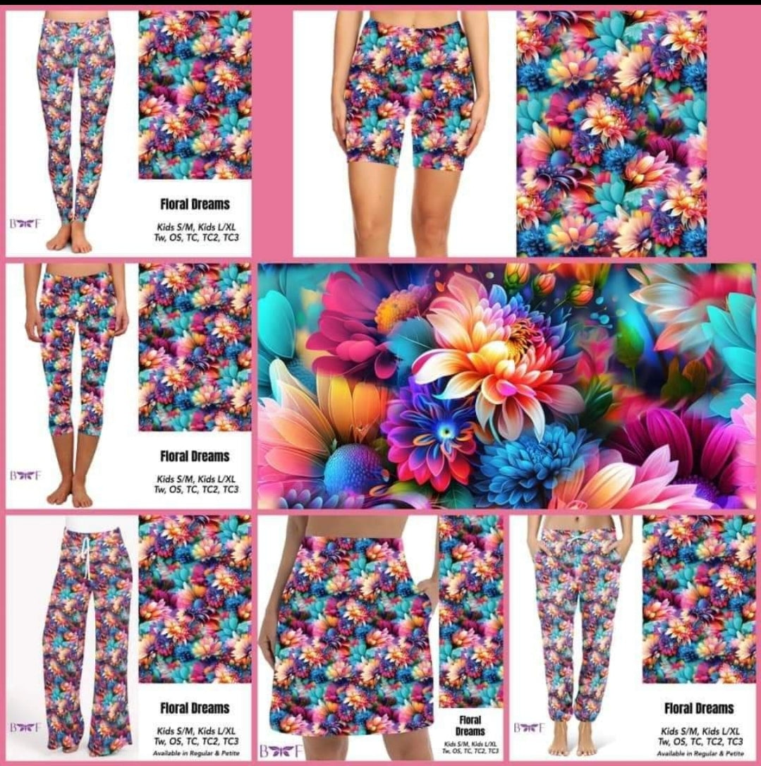Floral Dreams Capris and Biker Shorts plus size only