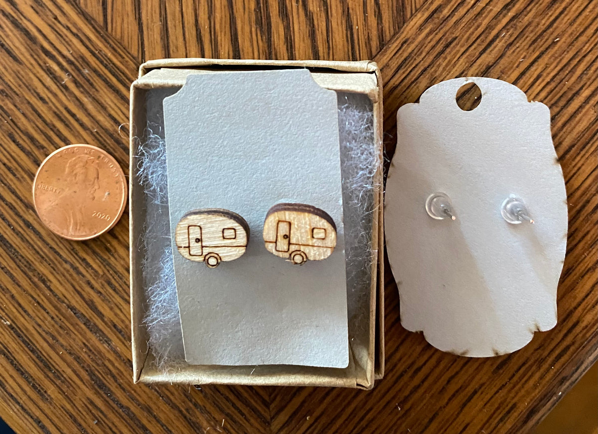 Wooden camper post earrings