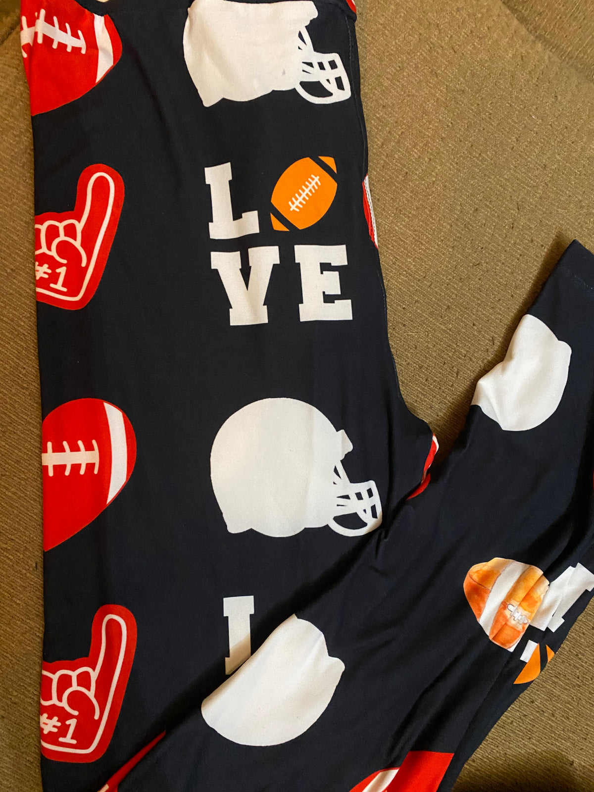 Red and black football os leggings