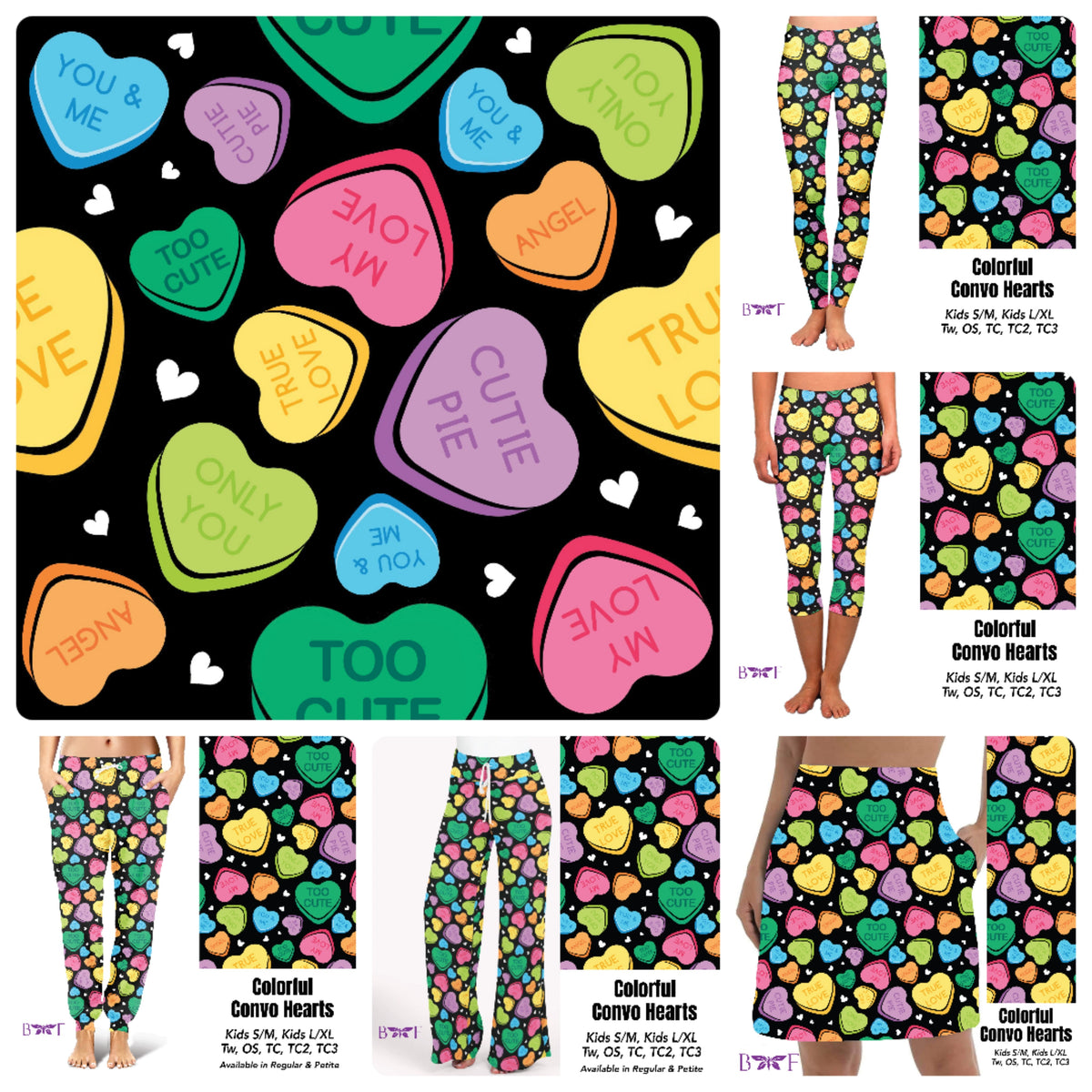 Colorful Convo Hearts capris with pockets