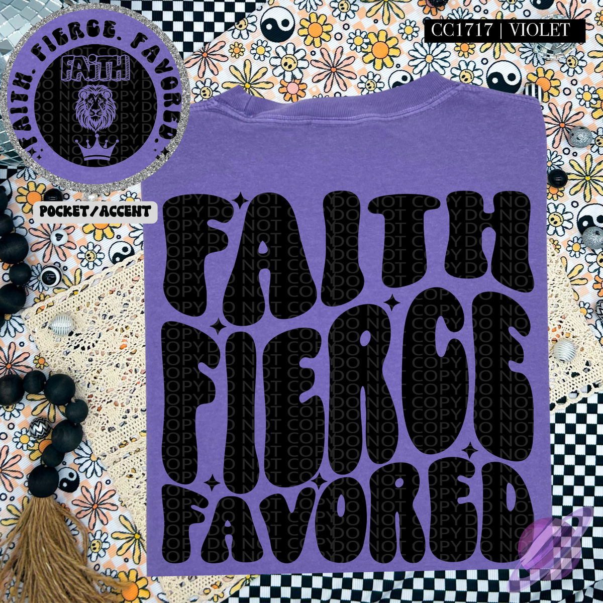 FAITH FIERCE FLAVORED - POCKET PRINT DOUBLE SIDED TEE