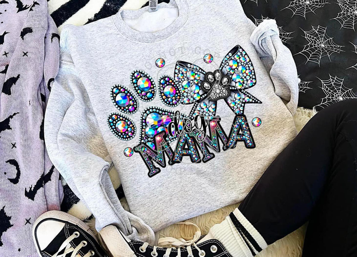 DOG MAMA - CREWNECK SWEATSHIRT  W/ SLEEVE PRINT