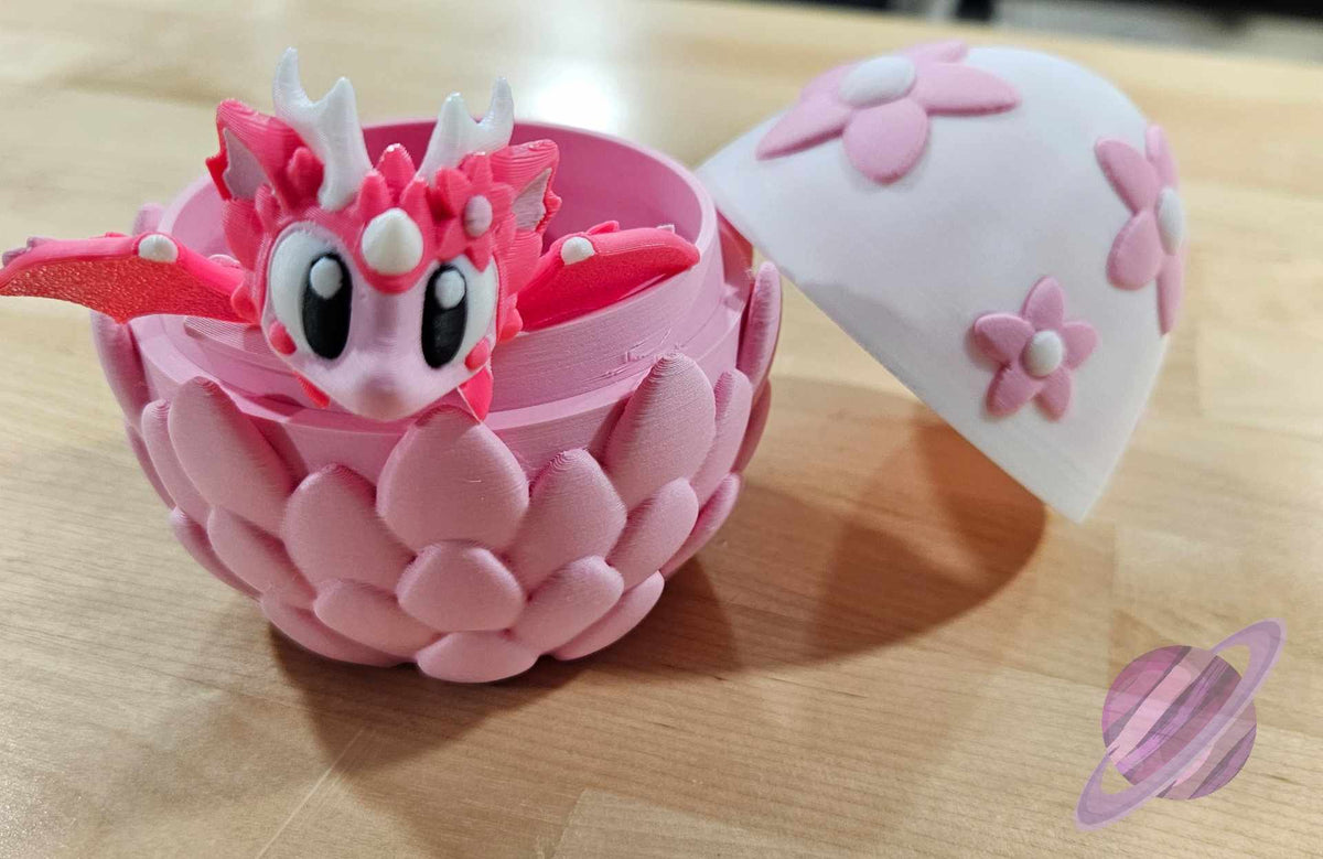 3D PRINTED PINK SAKURA DRAGON AND EGG