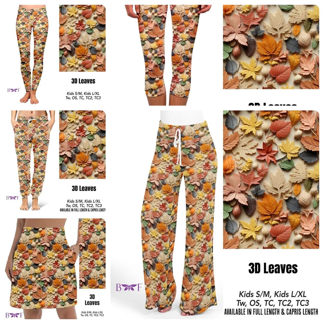 3D Leaves capris and skorts with pockets
