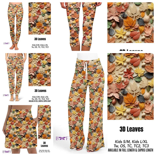 3D Leaves capris and skorts with pockets