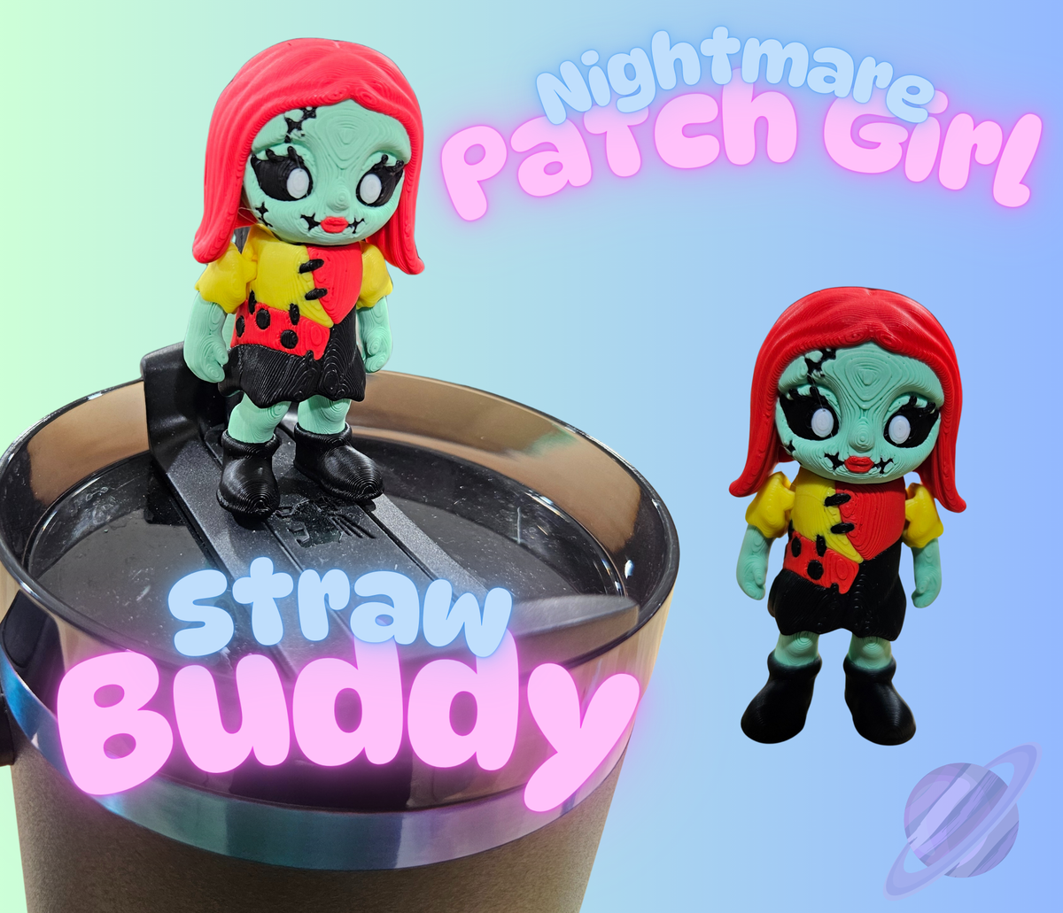 NIGHTMARE PATCH GIRL-3D PRINTED STRAW BUDDY