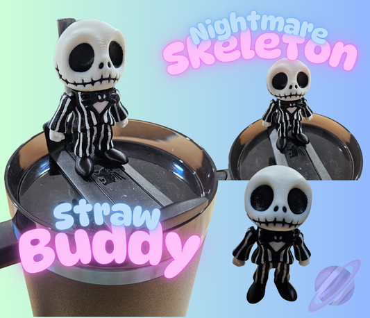 NIGHTMARE SKELETON-3D PRINTED STRAW BUDDY