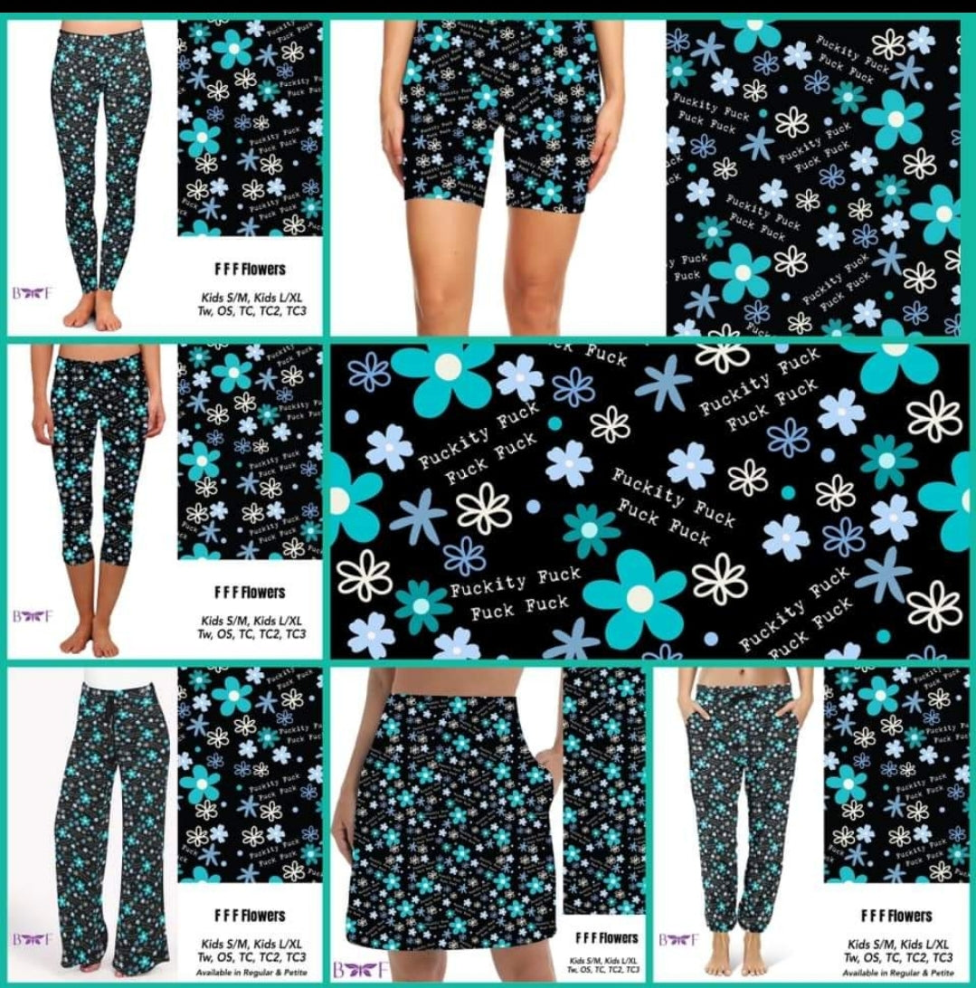 F F F Flowers leggings, capris and shorts