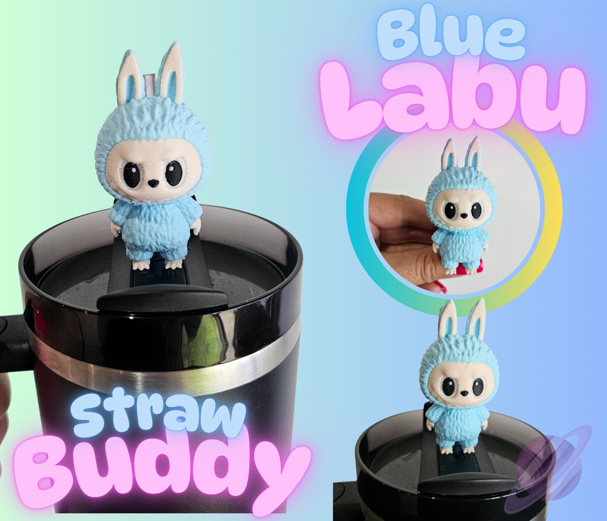 BLUE LABU-3D PRINTED STRAW BUDDY