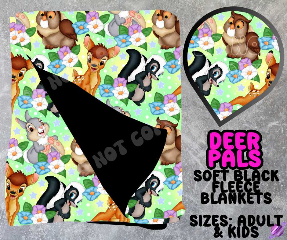 DEER PALS- SOFT BLACK THROW BLANKET