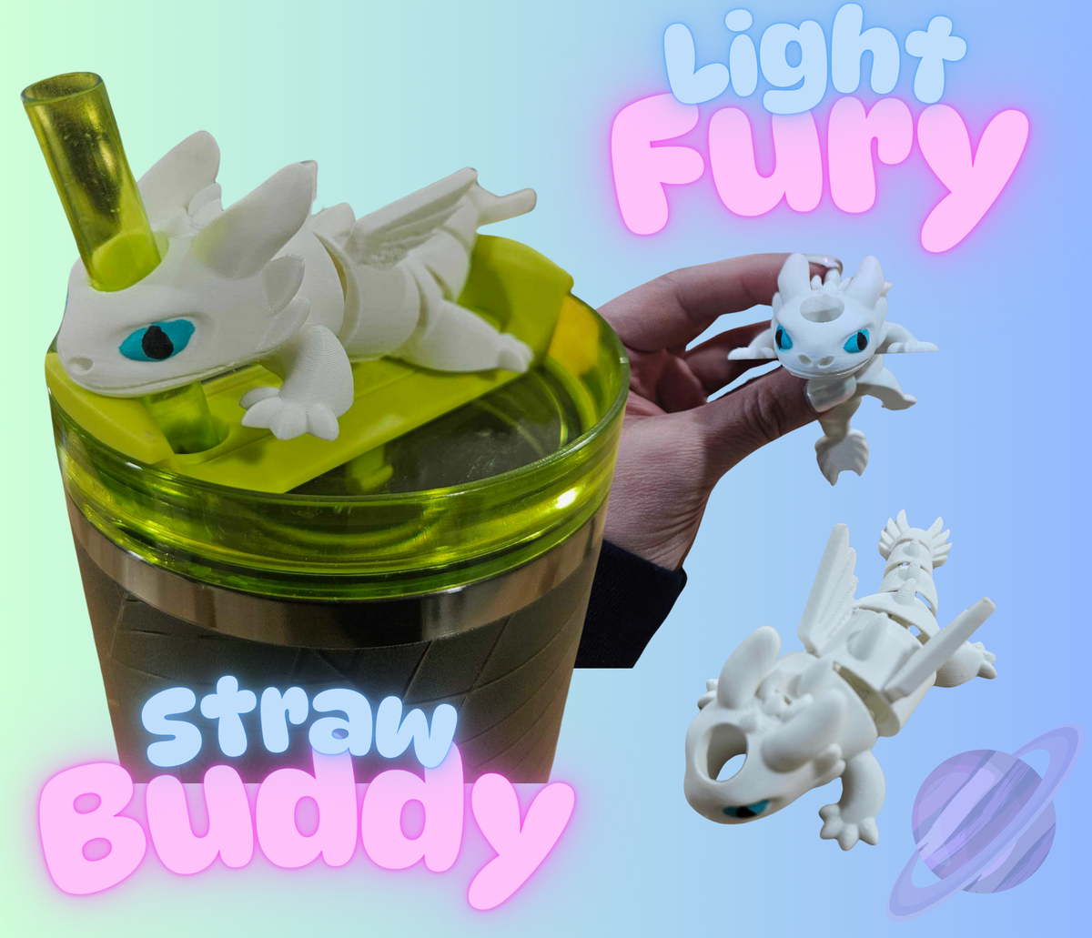 LIGHT FURY-3D PRINTED STRAW BUDDY
