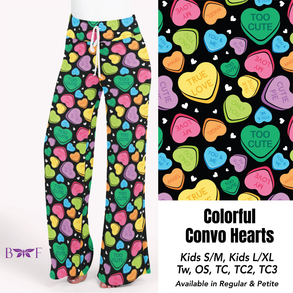 Colorful Convo Hearts capris with pockets