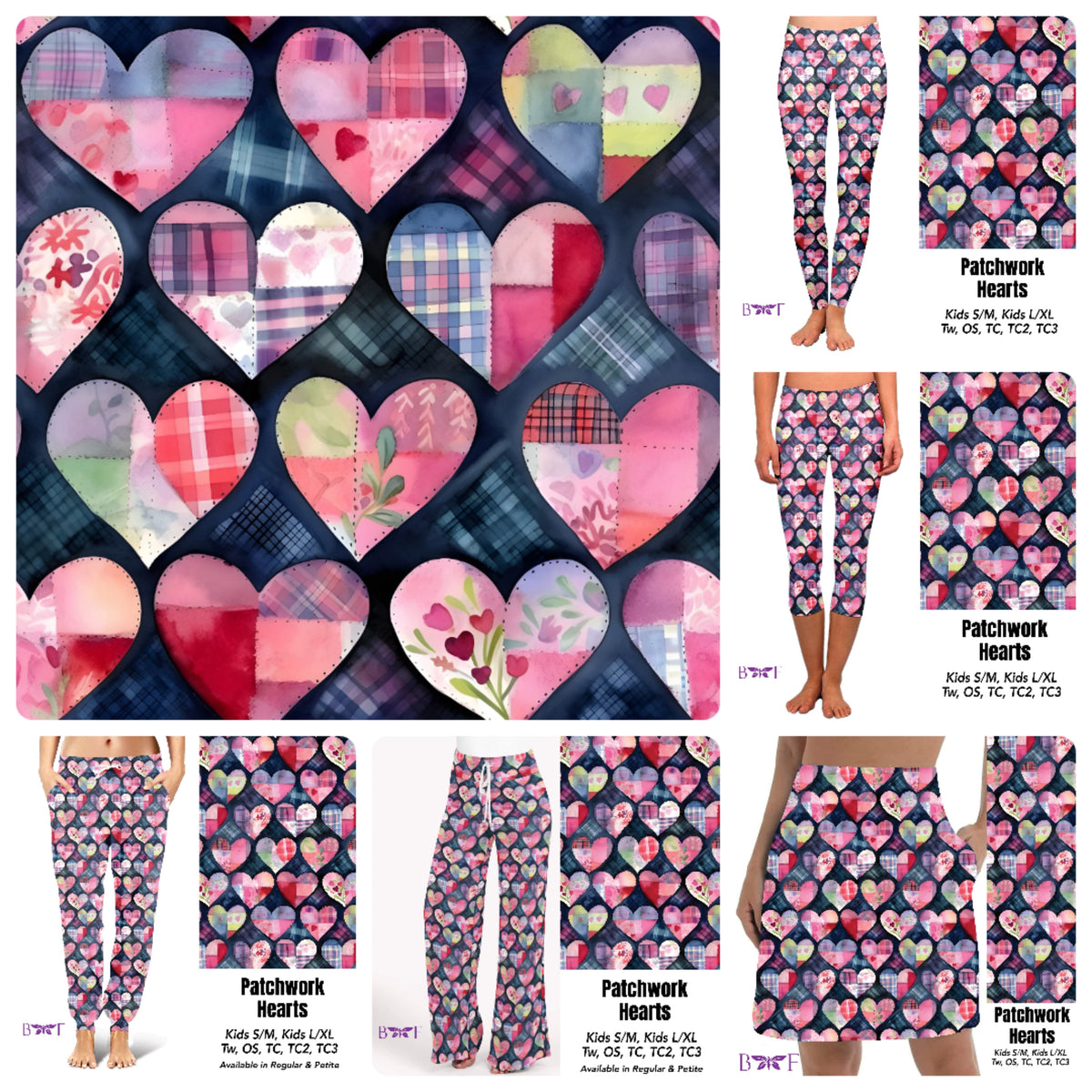 Patchwork Hearts capris with pockets