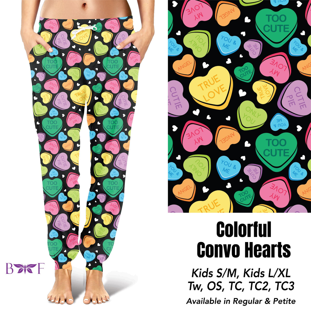 Colorful Convo Hearts capris with pockets