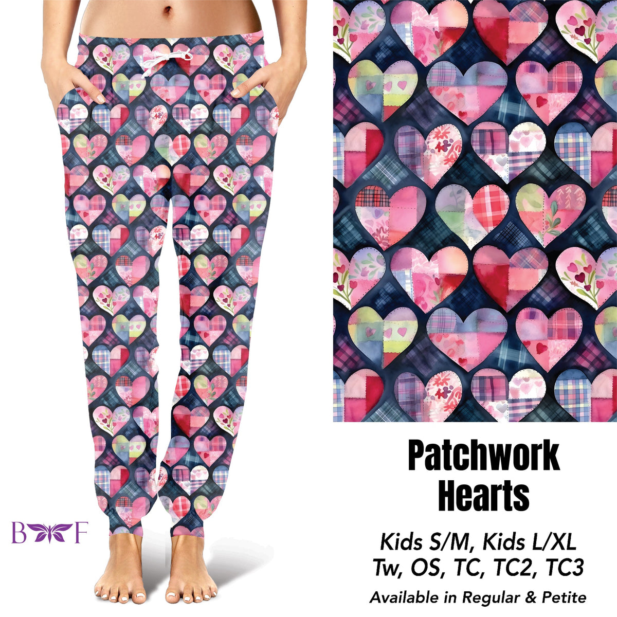 Patchwork Hearts capris with pockets