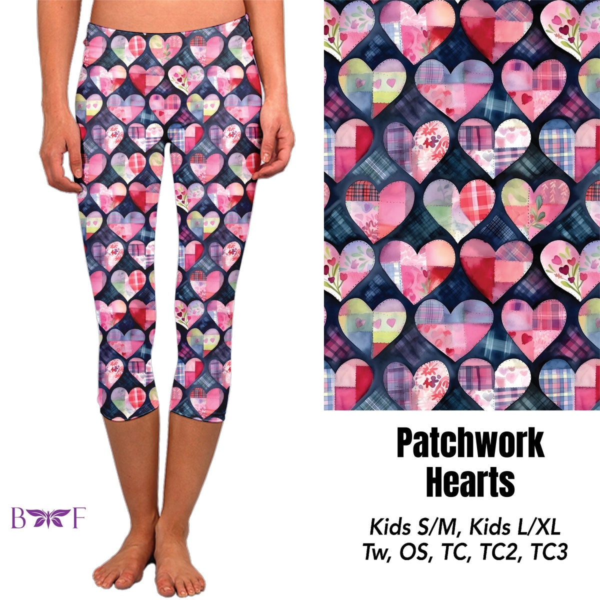 Patchwork Hearts capris with pockets