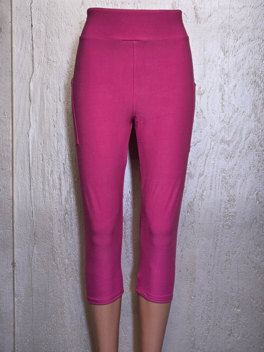 Bright Pink solid capris with pockets