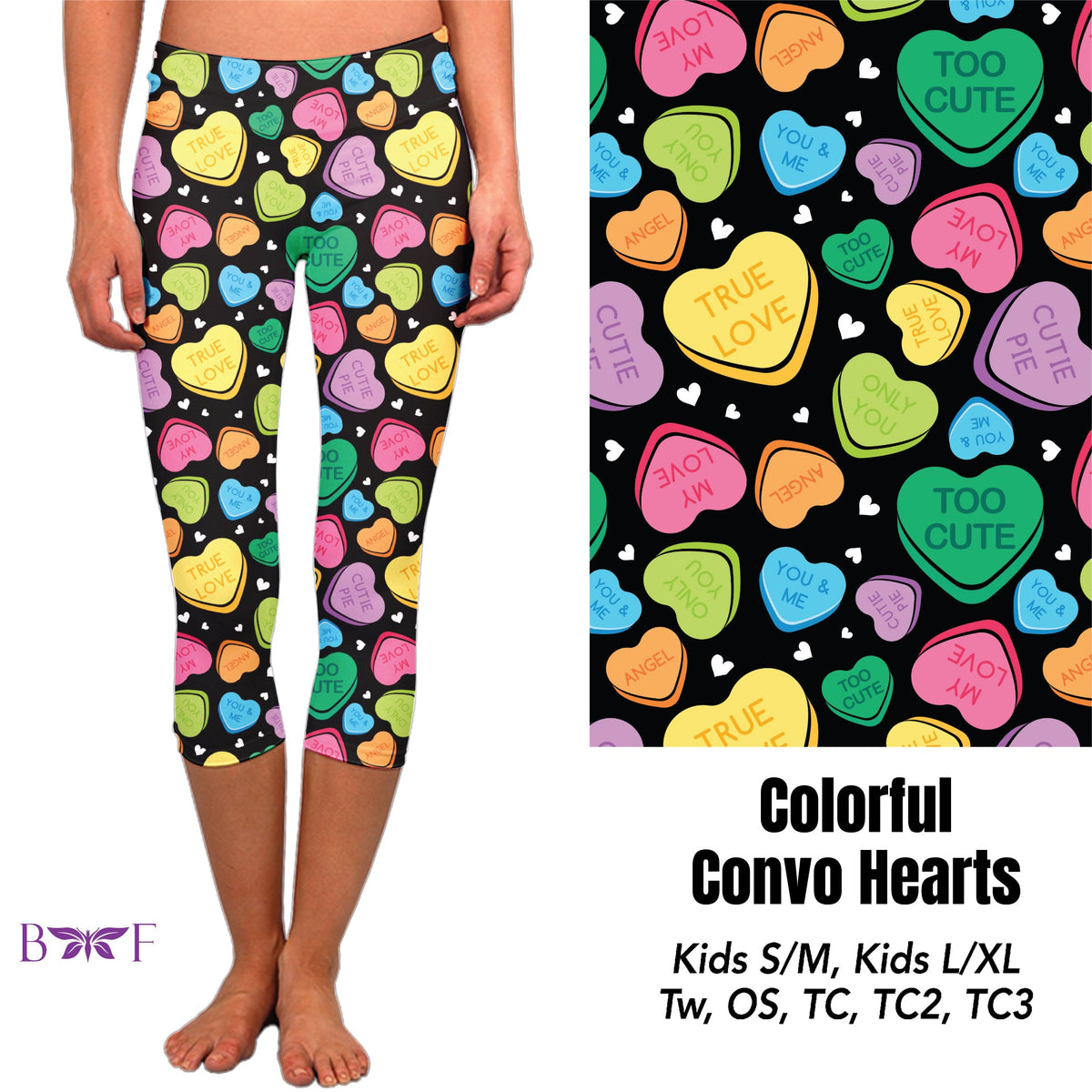 Colorful Convo Hearts capris with pockets