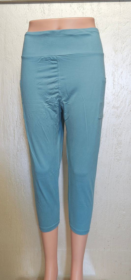 Solid Sea Blue capris and bike shorts with pockets