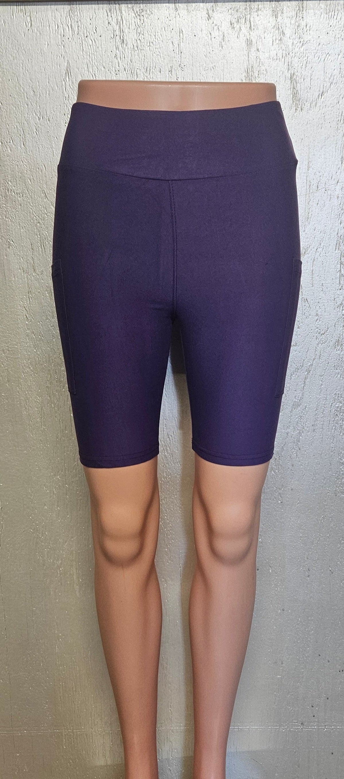 Brylah Purple Solid capris and leggings and biker Shorts with pockets