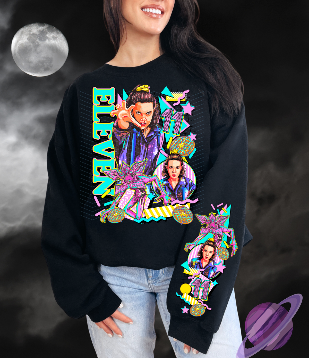 STRANGE GIRL- CREW SWEATSHIRT W/ SLEEVE PRINT