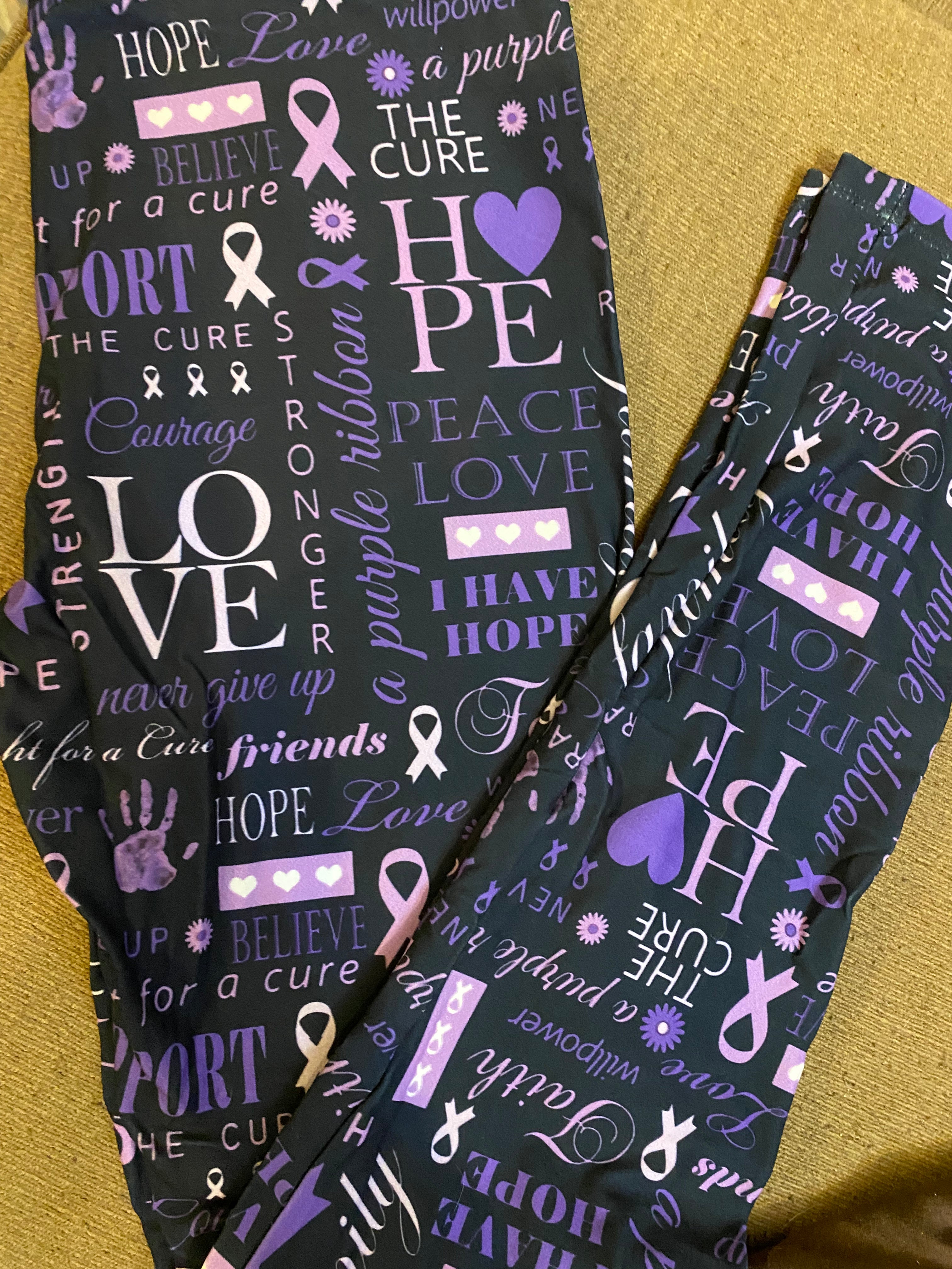 Purple ribbon os leggings