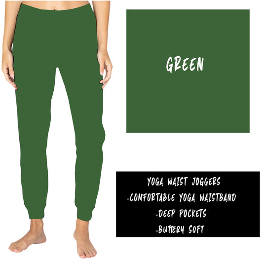 SOLID GREEN YOGA WAIST JOGGERS (ADULTS/KIDS)