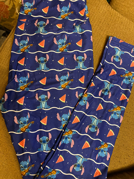 Watermelon blue os leggings
