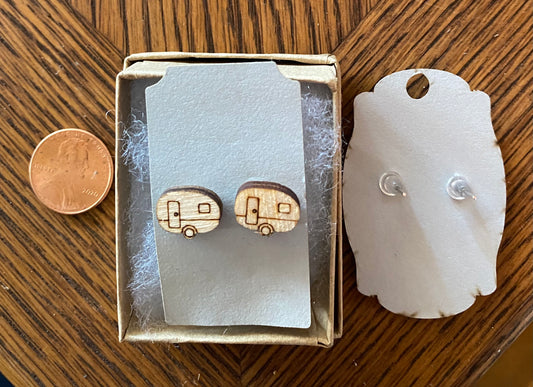 Wooden camper post earrings
