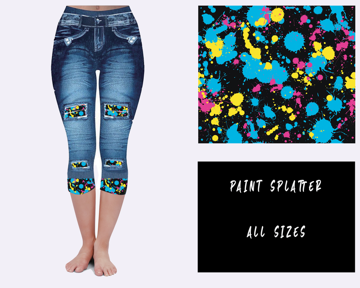 LEGGING JEAN RUN-PAINT SPLATTER (ACTIVE BACK POCKETS)