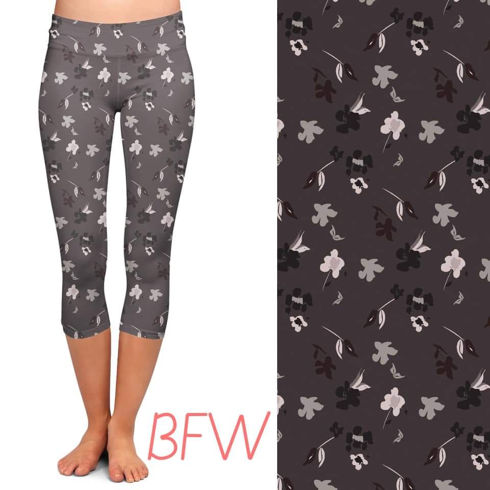 Negative Floral leggings, capris, and biker shorts with pockets