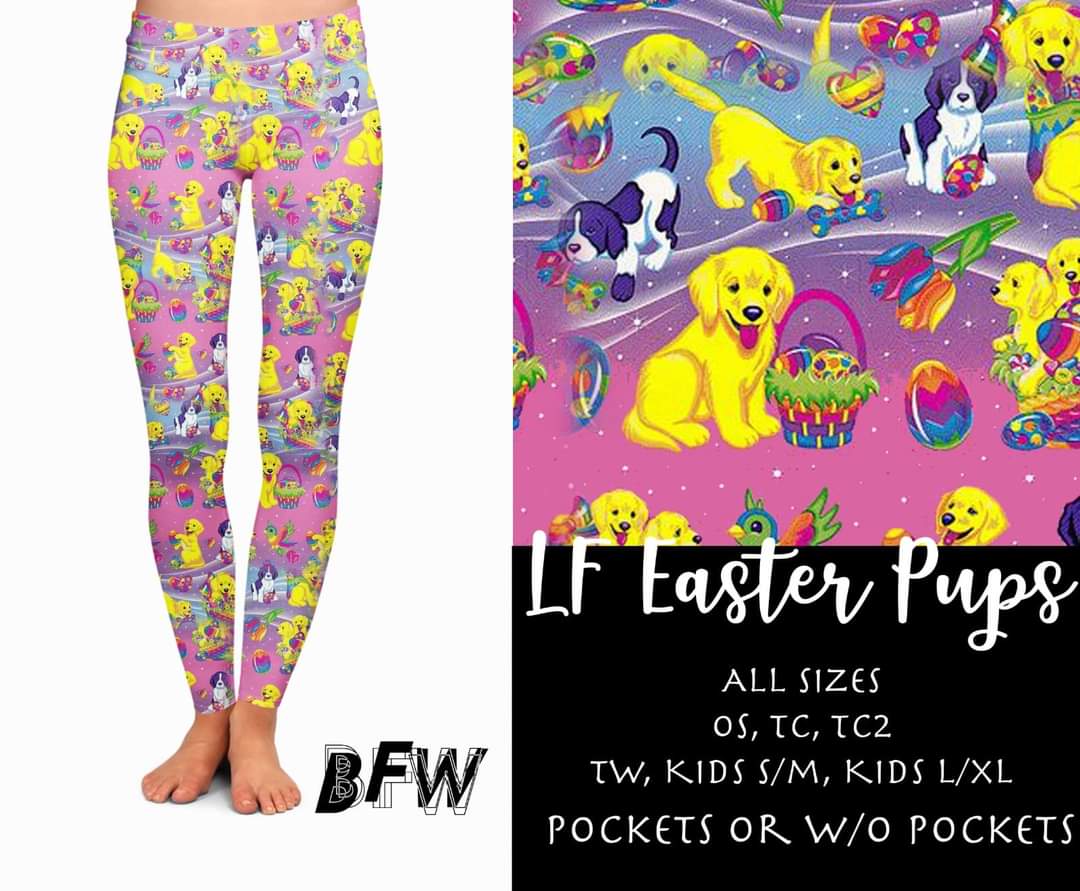 LF Holiday Easter Puppy leggings capris and joggers