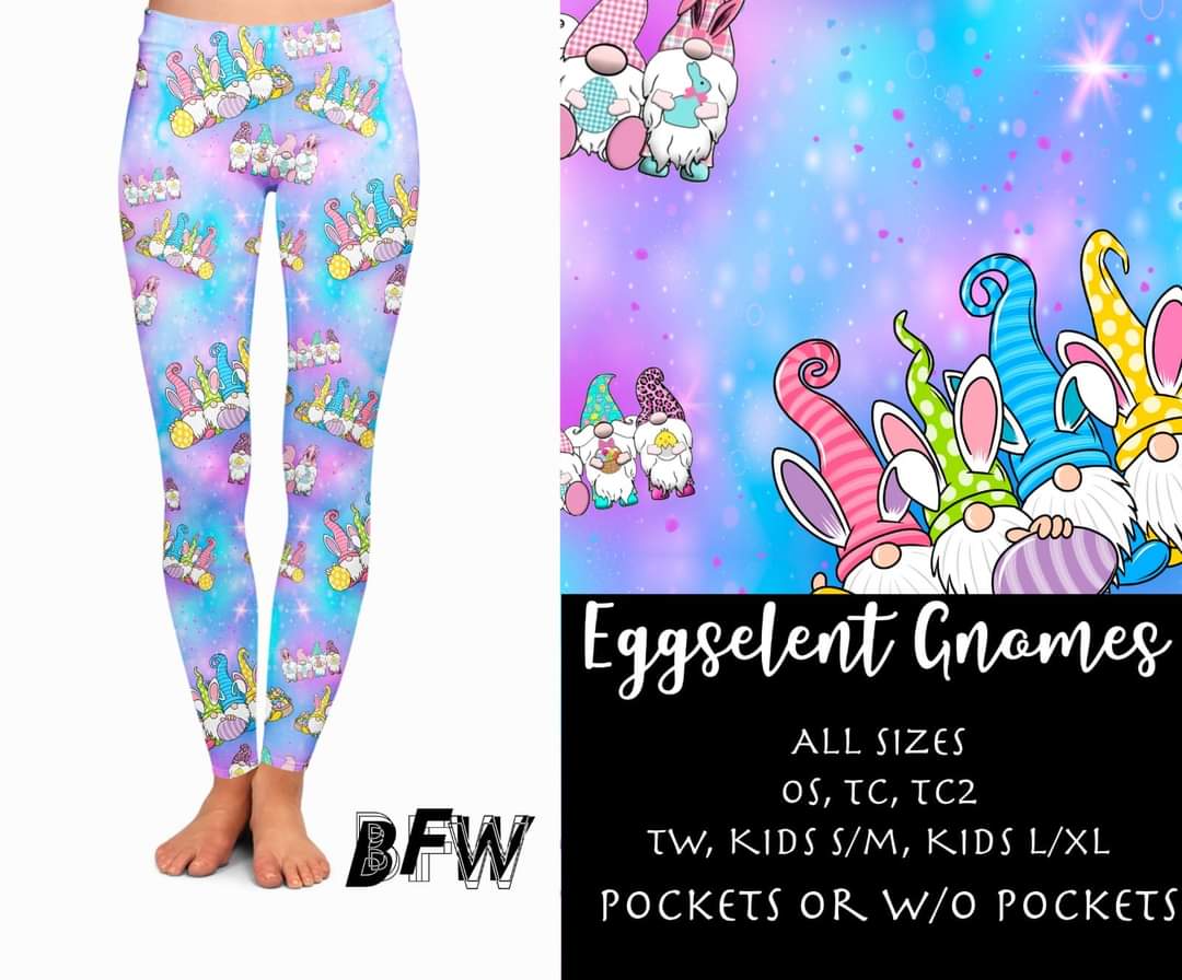 Eggscellent Gnome leggings, capris, joggers, and loungers with pockets