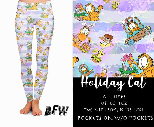 Holiday Easter Cat leggings, capris, joggers, and loungers