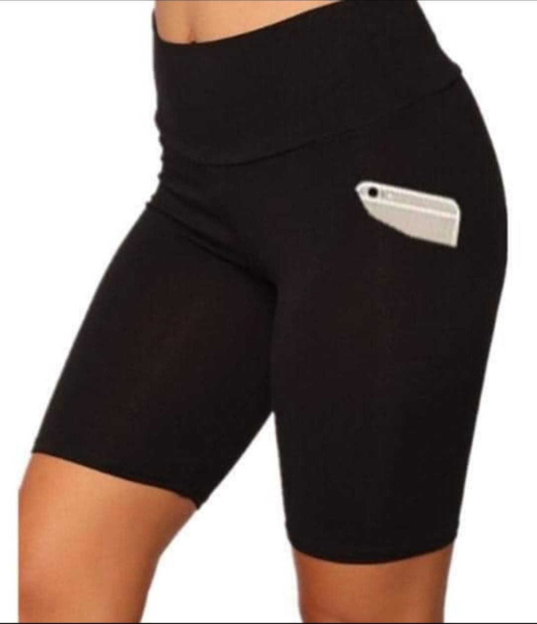Black biker shorts with pockets