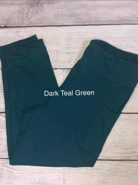 Dark Teal leggings, capris, and bike shorts with pockets