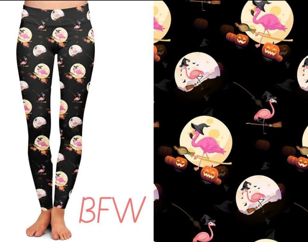Flamingoween leggings with pockets