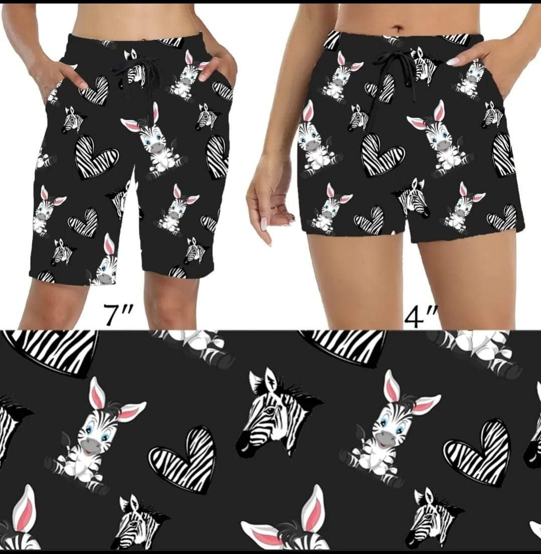 Zebra Party leggings, capris, joggers, and 4"/ 7" jogger shorts