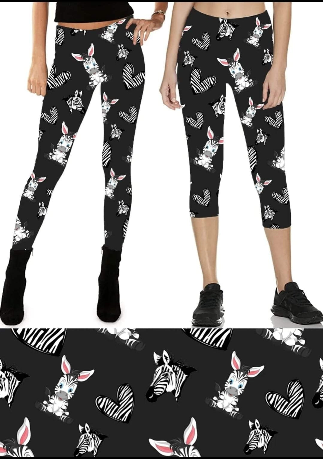 Zebra Party leggings, capris, joggers, and 4"/ 7" jogger shorts