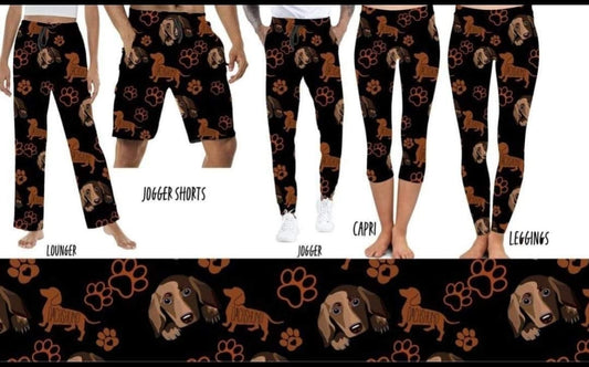 Weiner Dog leggings, capris, lounge pants, and joggers