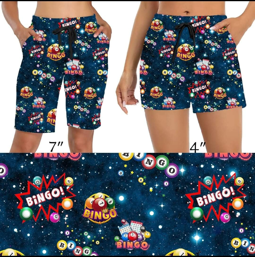 BINGO Time leggings, capris, capri- and full- joggers, and 4" Unisex shorts
