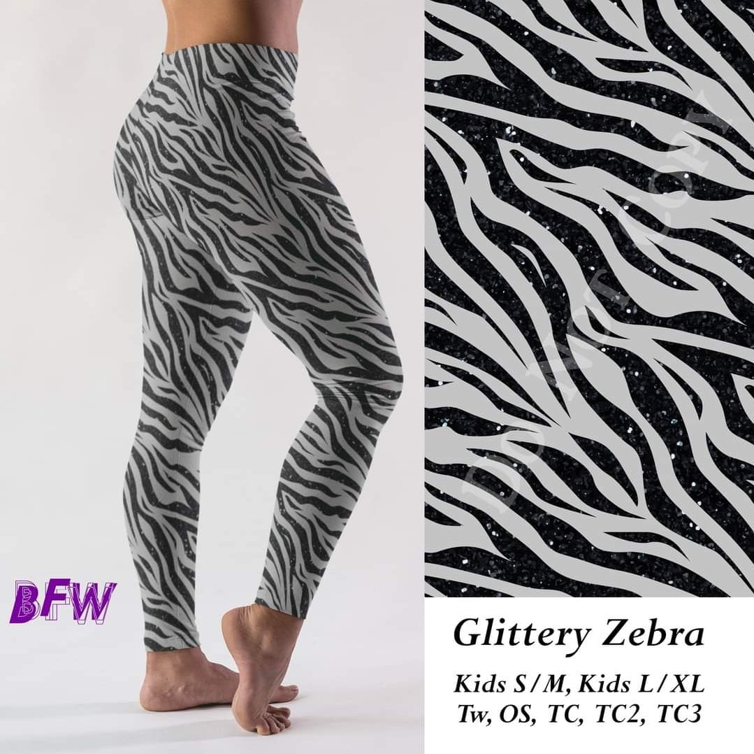 Glittery Zebra skorts and capris with pockets