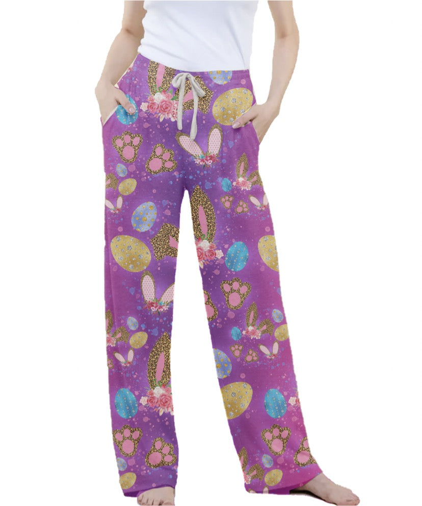 Floral Easter Ears leggings, capris, lounge pants, and joggers with pockets