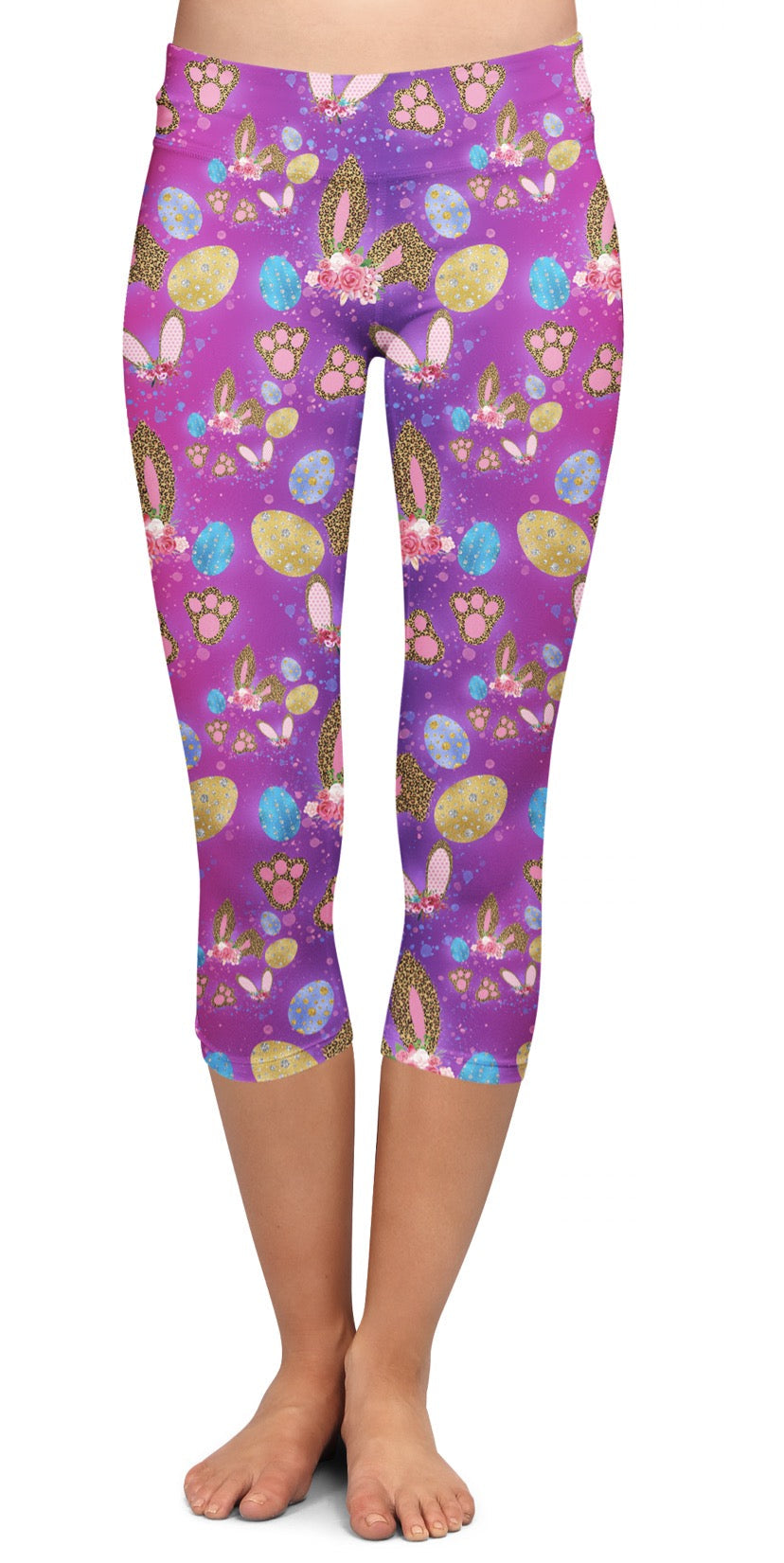 Floral Easter Ears leggings, capris, lounge pants, and joggers with pockets