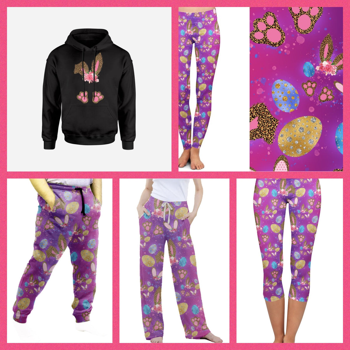 Floral Easter Ears leggings, capris, lounge pants, and joggers with pockets