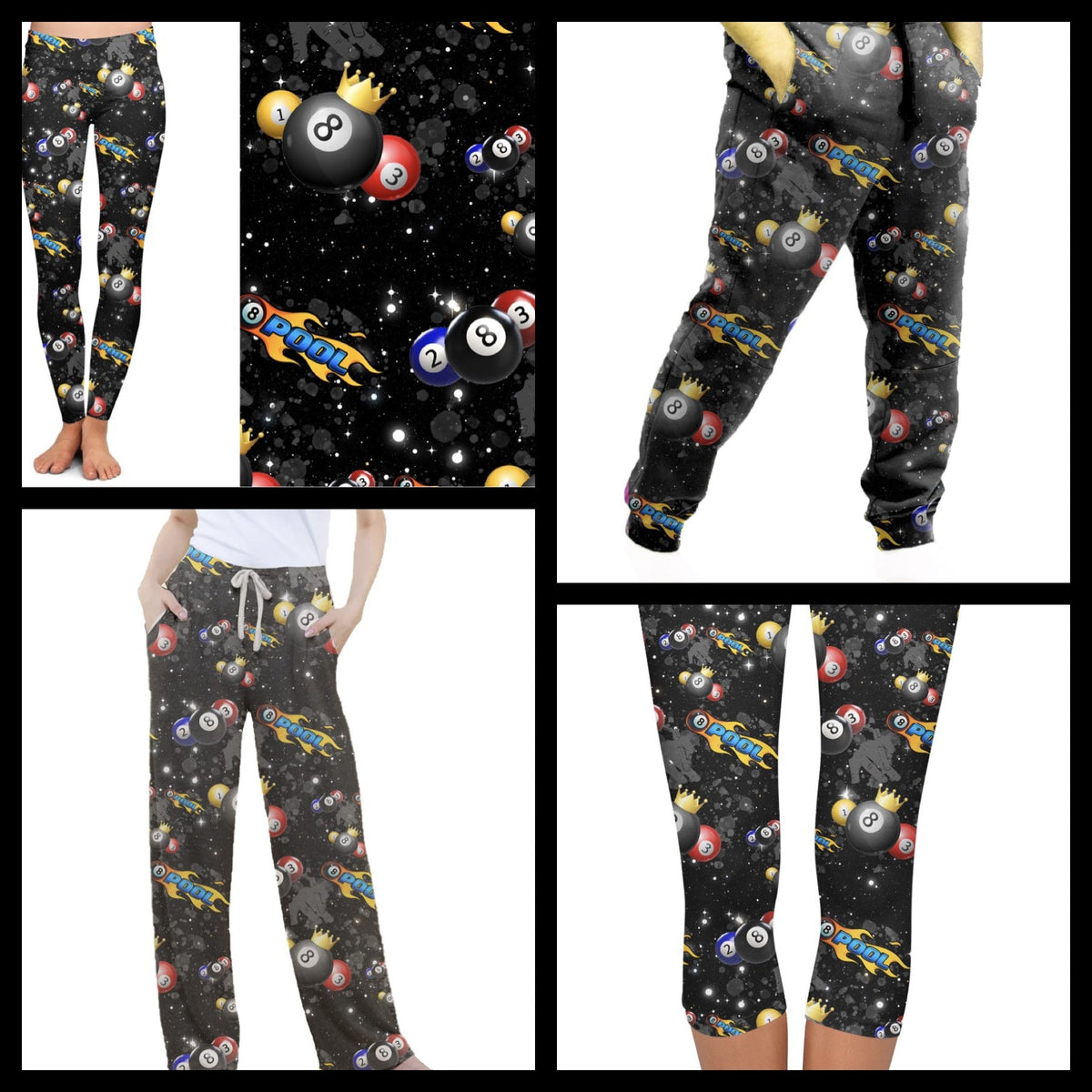 Pool hoodies, leggings, capris, and unisex joggers