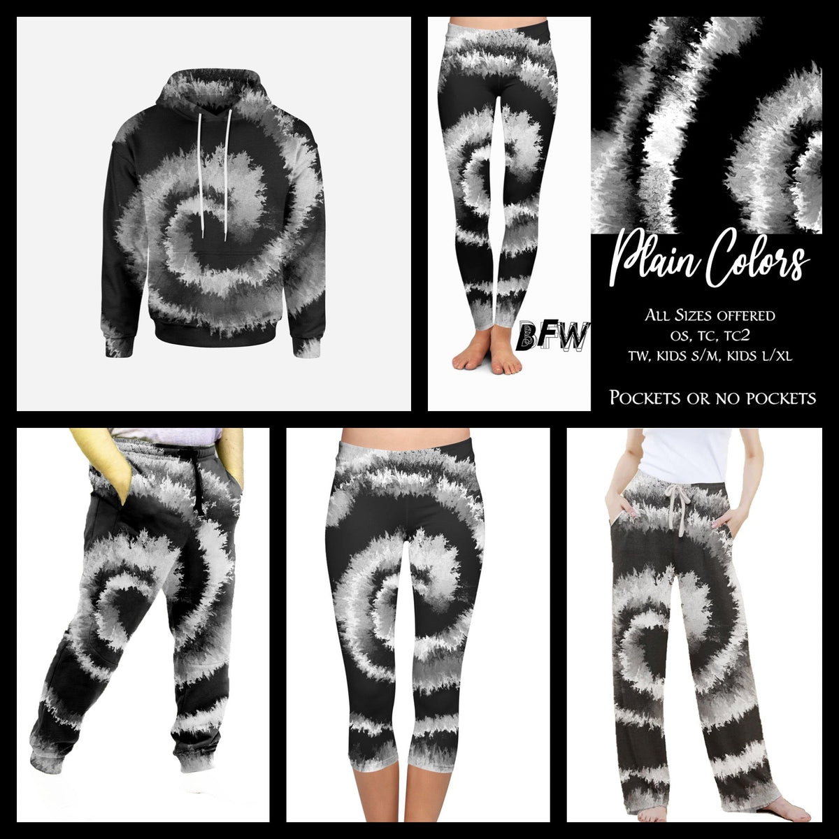 Plain Colors hoodies, capris, lounge pants, joggers, and hoodies