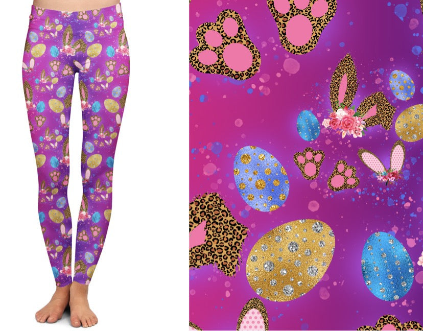 Floral Easter Ears leggings, capris, lounge pants, and joggers with pockets