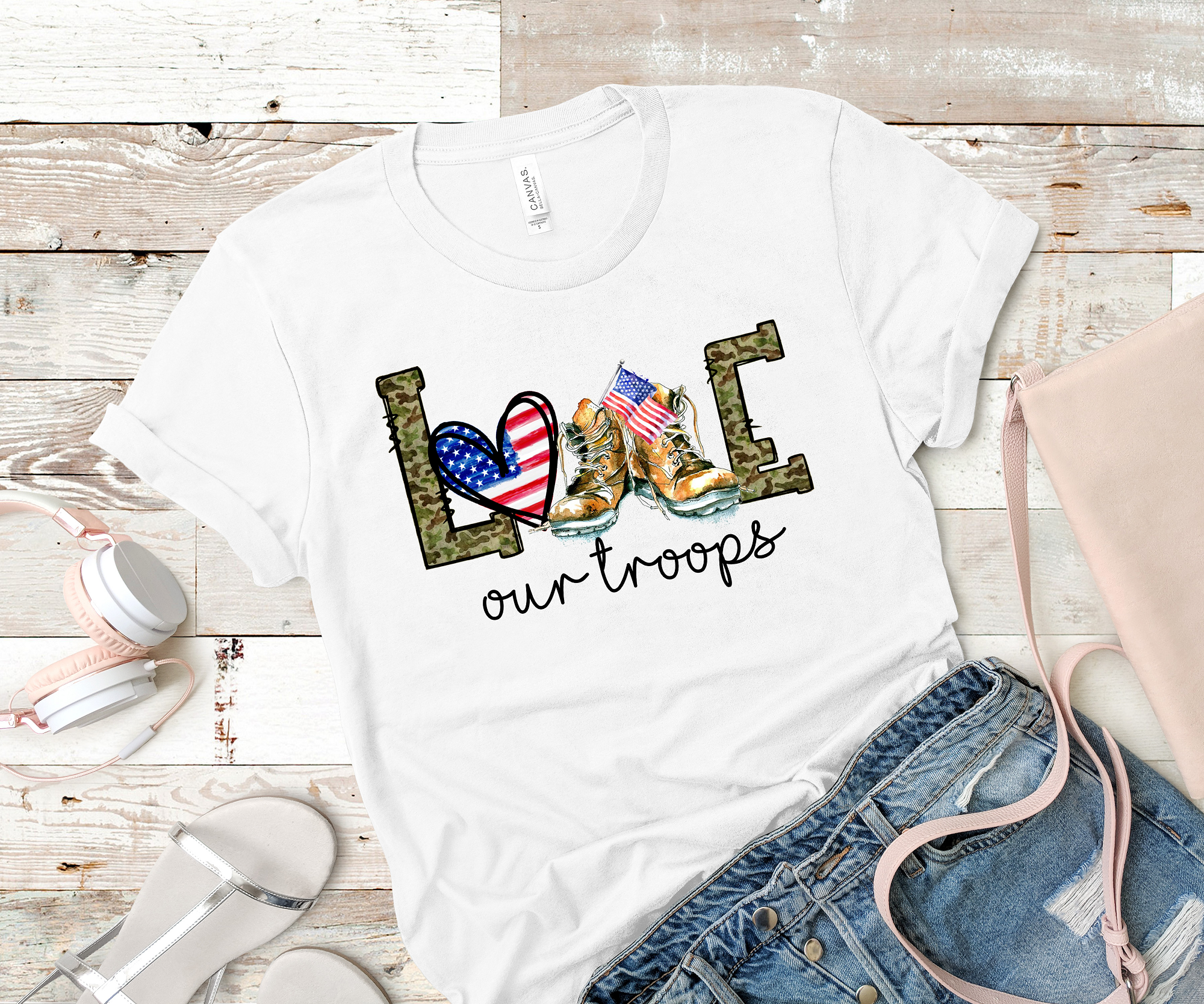 Love Our Troops T-Shirt - Black